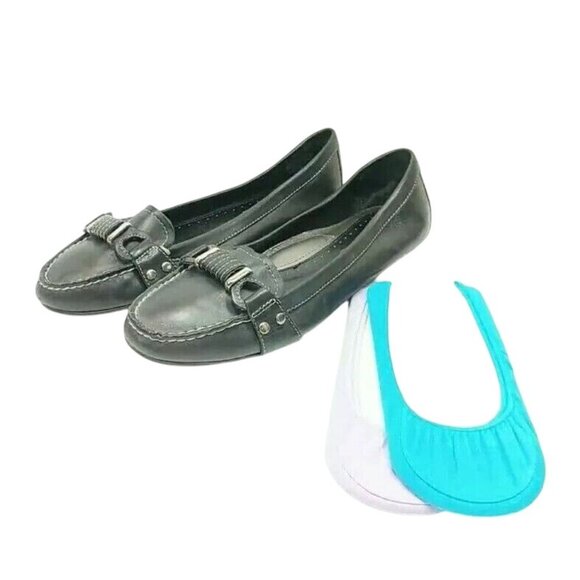 St John's Bay Flats Women's Size 8.5 Med Black Leather Loafers - Picture 1 of 8